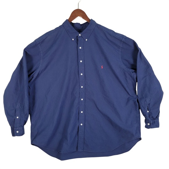 Ralph Lauren Other - Ralph Lauren Big & Tall 3XB Navy Blue Button Long Sleeve Shirt Red Pony Logo